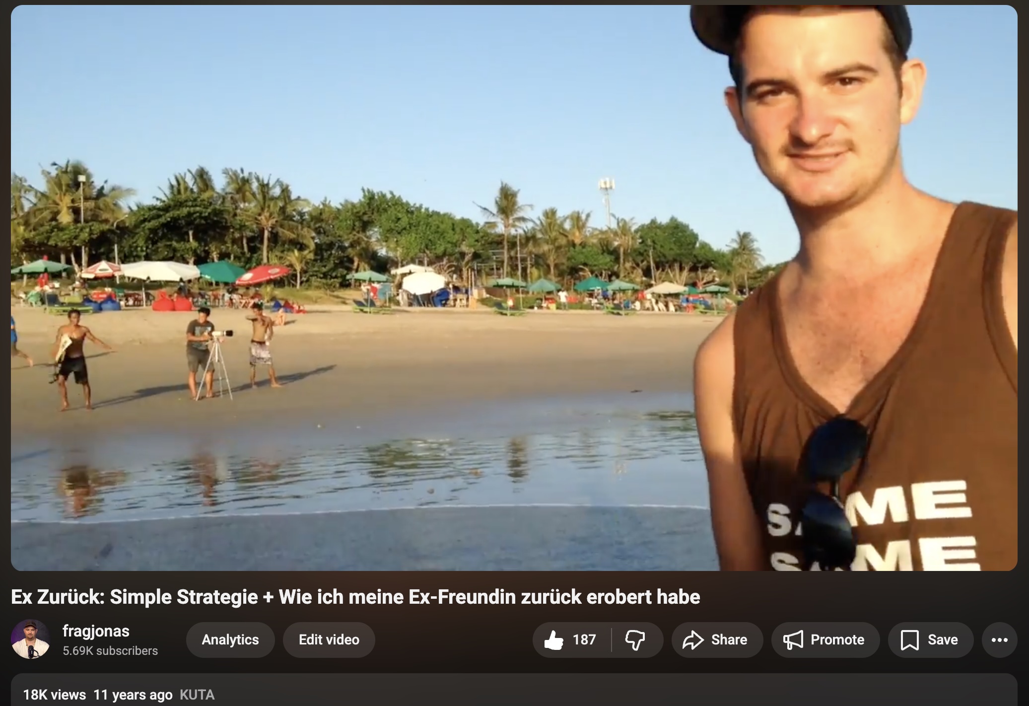 Jonas Alexander Grodhues - First YouTube videos at Kuta Beach, Bali, 2014